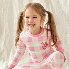 Maykids 女童款可愛粉紅兔30支紗長袖家居套裝