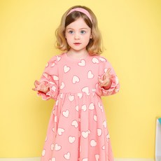 JELISPOON 女童款滿版愛心長袖洋裝