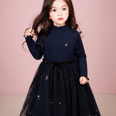 JELISPOON 女童羅紋高領連身紗裙