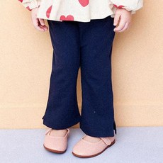 HEJMINI 女童款花朵圖案口袋微喇叭褲