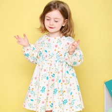 JELISPOON 女童款可愛花朵長袖洋裝