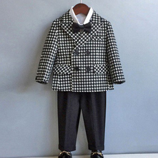 男童 Andy 千鳥格紋外套 + 長褲 + 領結西裝套裝