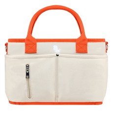 橘邊帆布尿布包, 米色