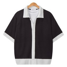 Raymon 男士Lo寬鬆版型撞色翻領針織開襟衫