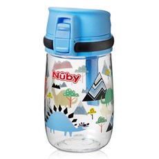 Nuby 孩童Tritan Titi叢林水瓶, 藍色恐龍, 300ml, 1個