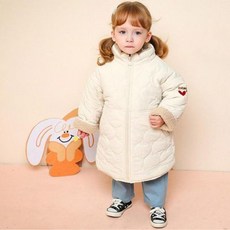 milk mile 女孩童動物刺繡絎縫長版外套