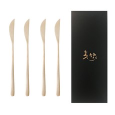 놋향 방짜유기 롱 클래식 나이프 4p + 선물박스 세트, 1세트, 은은한 골드빛