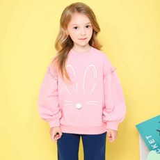 JELISPOON 女童兔子圖案荷葉邊裝飾長袖衛衣