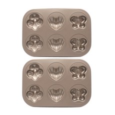 ehomebaking 蝴蝶蜜蜂心形迷你6連模烤盤, 單一顏色, 2個