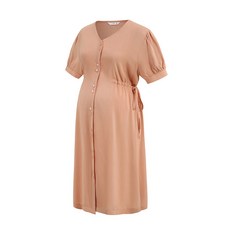 素色收腰孕婦連身裙