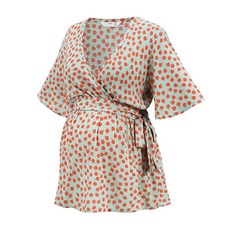 V領印花哺乳上衣