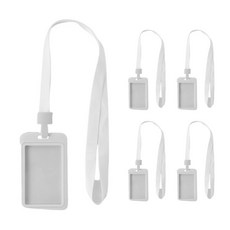 雙面識別證套 直式 5入 + 掛繩 5入, 白色, 1套