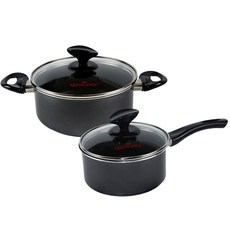 QUEEN SENSE 電磁爐適用Dio鍋具 2件組, 一側18cm+正面20cm, 黑色