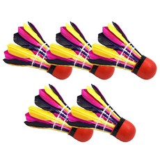 色彩繽紛羽毛練習用羽毛球球拍 5入, 混合顏色, 1組