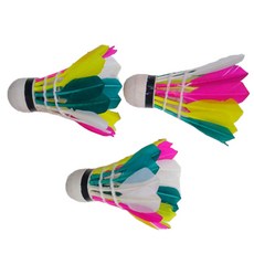 色彩豐富羽毛羽球拍子 3入, 混合顏色, 1組