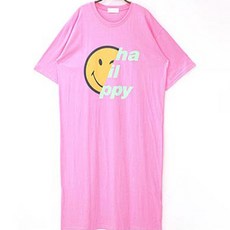 글램공감 여성용 통기성 순면 해피스마일 롱 원피스 잠옷