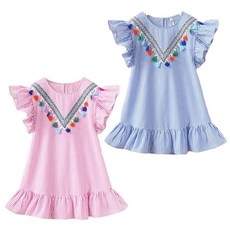 JOY MULTI 女童流蘇條紋連身裙 2入