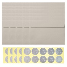 2Youngdesign 文字印花圓形貼紙 50入+明信片信封組 50入, 隨機出貨(貼紙)+紅色(信封), 1組