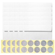 2Youngdesign 文字印花圓形貼紙 50入+明信片信封組 50入, 隨機出貨(貼紙)+白色(信封), 1組