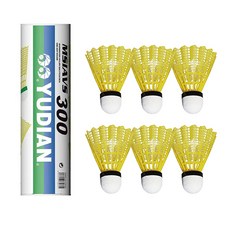 練習用羽毛球羽毛球 YUDIAN300 6入, 1組, 黃色