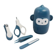 신신살롱 유아용 귀여운 원숭이 손톱깎이 세트, 1세트, 네이비