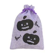 Donna&deco 萬聖節禮物包裝麻布束口袋 Boo Boo 驚嚇南瓜 13 x 18 cm, 10個, 紫色