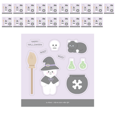 Donna&deco 萬聖節禮物包裝糖果袋裝飾貼紙 003 Creamy與Coco的魔法藥水 10款套組, 20套, 混合顏色