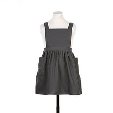 드방스 린넨 원피스 앞치마, 차콜그레이, 1개
