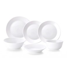 pyrex 1人用牛奶玻璃餐具組 6入, 飯碗+湯碗+配菜碟+盤子(S) 2入+盤子(M), 乳白色