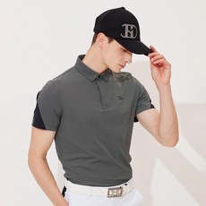 헤지스골프 남성용 버드아이 조직 반팔 카라 티셔츠