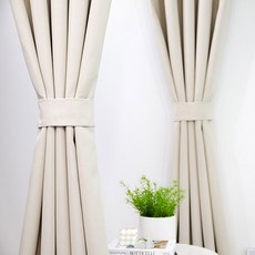 Maison Textile 瑪德蓮抗菌防焰遮光窗簾, 象牙白