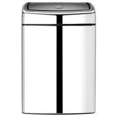 brabantia 質感設計方形垃圾桶 10L, 亮面銀色