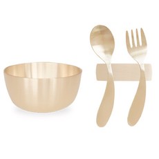 Nothyang 孩童碗組, 碗+湯匙+叉子+餐具架, 金色