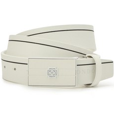 DAKS LONDON CLASSIC Line Point 高級牛皮腰帶, 白色的