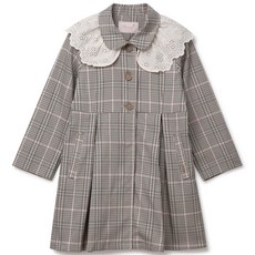 Perimitz 女童蕾絲領格紋 CT 風衣 P2232C06405