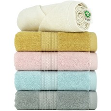 CLAUMAN 洗臉毛巾 150g 精梳棉, 象牙白, 灰色, 藍色, 粉紅色, 黃色, 5個