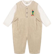 milk mile 孩童可愛刺繡細褶設計背心連身褲