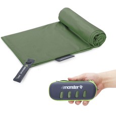 4monster 多用途運動毛巾 + 收納盒組合 大尺寸, 苔蘚綠, 1套