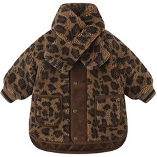 milk mile 孩童豹紋毛絨圍巾+外套