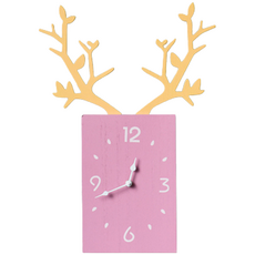 온메이커 사슴뿔 DIY 사각 벽시계, 핑크