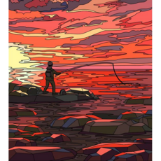 Pipo Painting 午夜釣魚繪畫 DIY 40 x 50 厘米 pipo-2026, 混合顏色