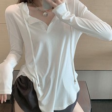 MEICHEL 春秋連帽鈕扣領修身長袖T恤 01220