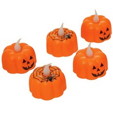 P&B UNITY 萬聖節南瓜蜘蛛燈光蠟燭, 5個, 混合顏色