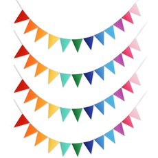 Party09 旗幟三角掛旗 12p, 4個, 彩虹