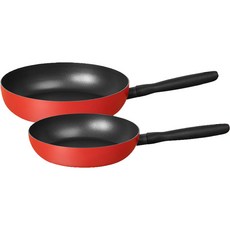 마이어코리아 바우하우스 인덕션 시리즈 후라이팬 세트 2종, 로마 레드, 프라이팬 24cm + 28cm, 1세트