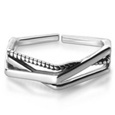 에르모사제이 여성용 데일리 3줄 다각형 은반지 R038