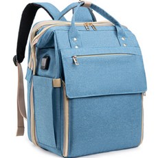 大容量基本款彩色尿布後背包, 藍色