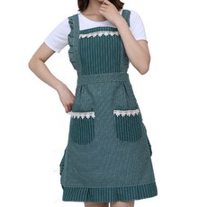 UNICOSY 奶茶店荷葉邊圍裙, 01 綠色, 1個