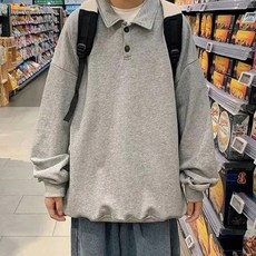 Eoripeul 男士秋季Oversize鈕扣翻領T恤