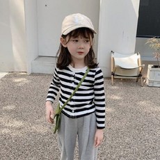 Arbe兒童款羅紋條紋開襟衫